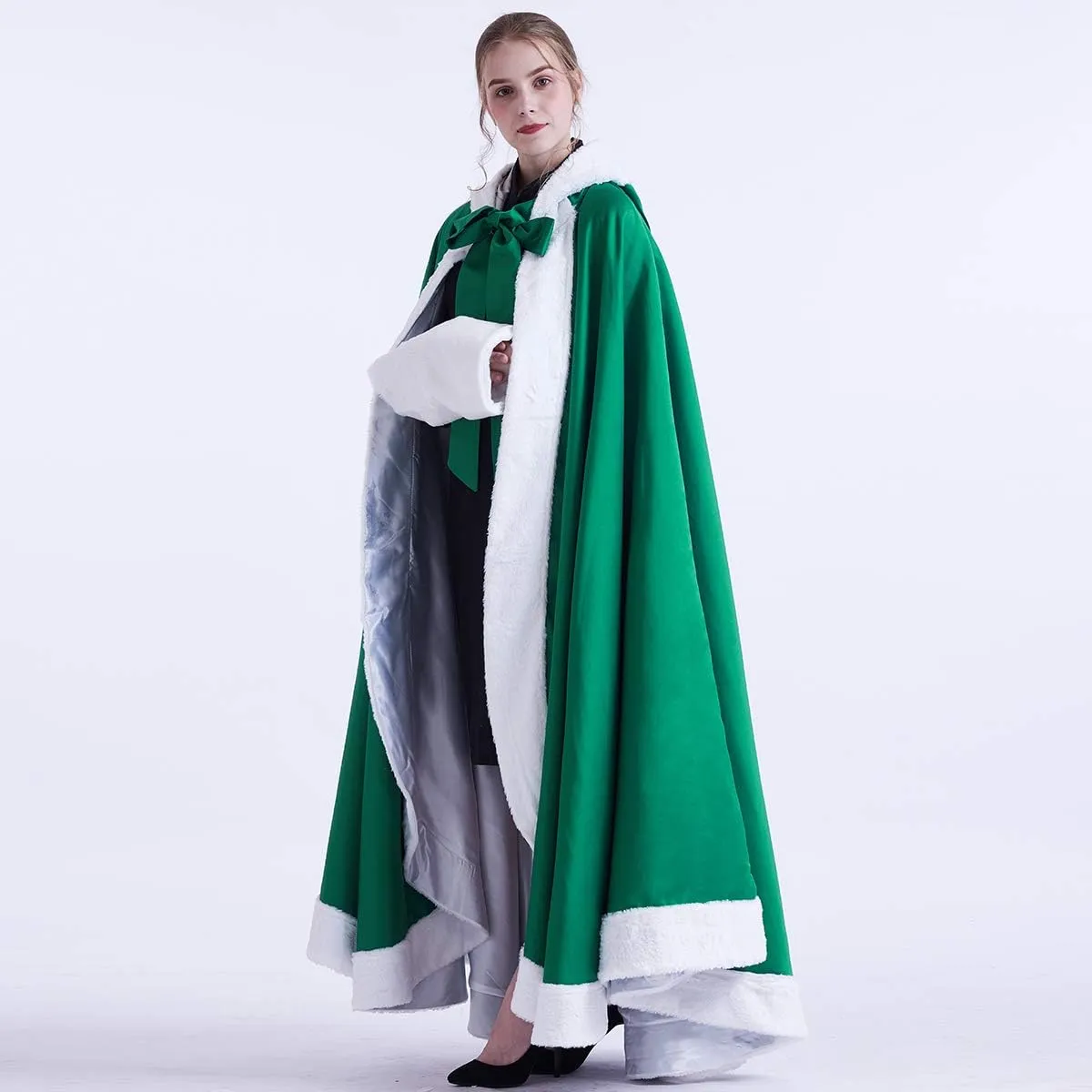 GRACEART Plus Size Princess Hooded Costume Cape Hood Cloak Bride Winter Warm Full Length Poncho for Women