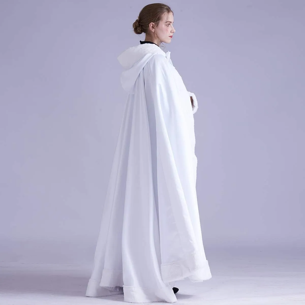 GRACEART Plus Size Princess Hooded Costume Cape Hood Cloak Bride Winter Warm Full Length Poncho for Women