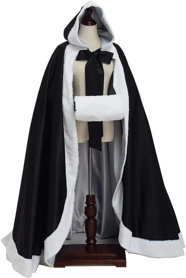 GRACEART Plus Size Princess Hooded Costume Cape Hood Cloak Bride Winter Warm Full Length Poncho for Women