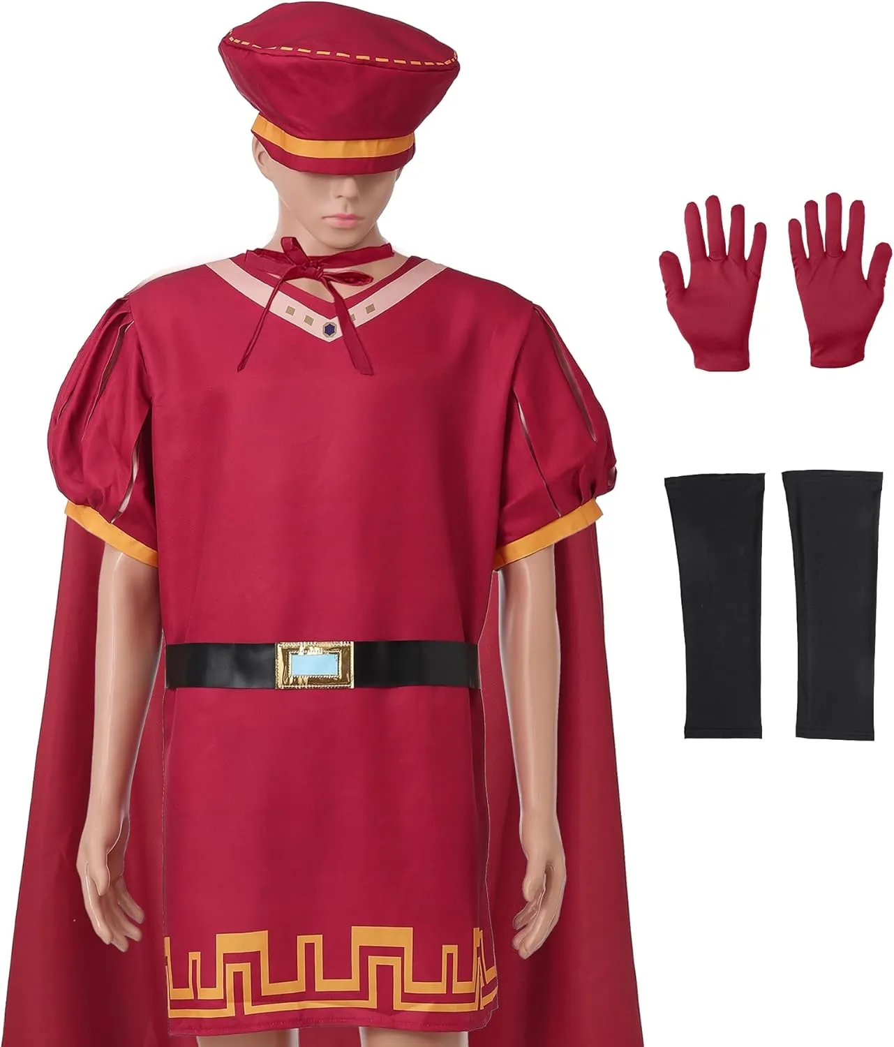 Halloween Men Costume Outfits Red Cloak Top Robe Cape Glove Belt Oversleeve Halloween Cosplay Fancy Dress