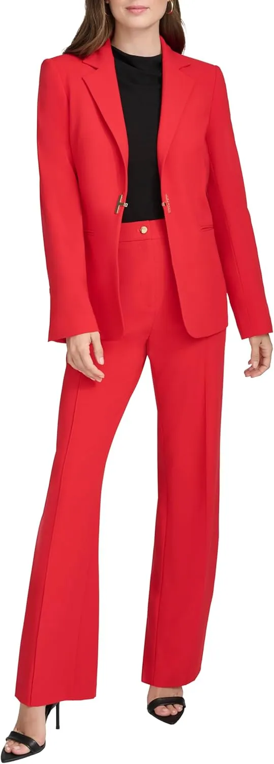 Halston Women's H Closure Woven Office Workwear Blazer