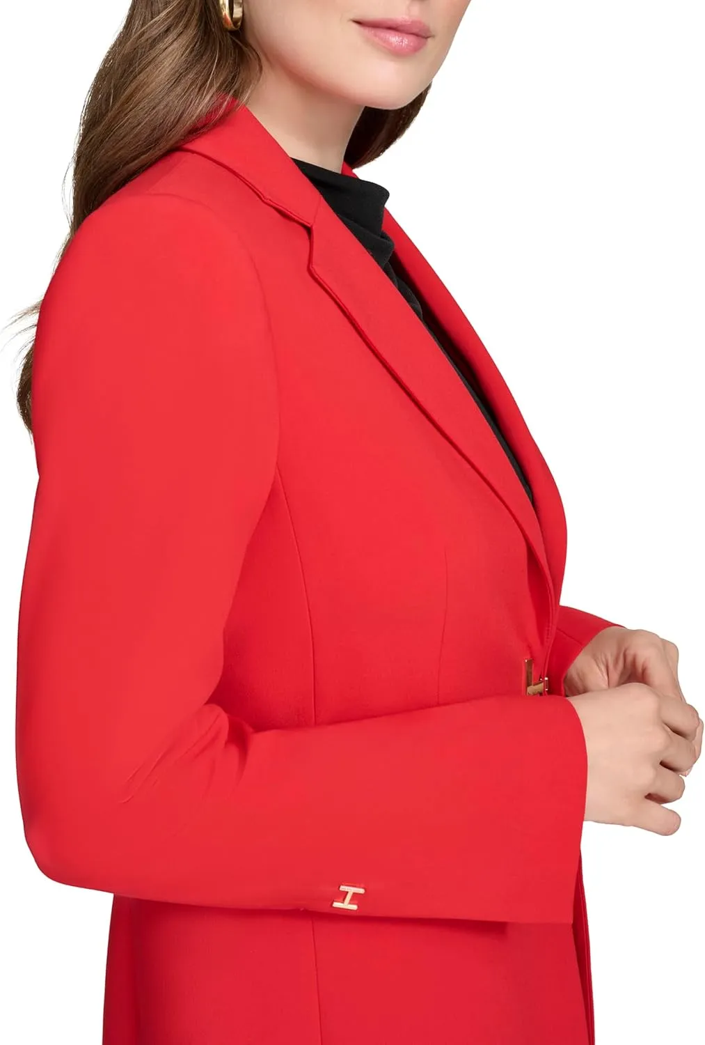 Halston Women's H Closure Woven Office Workwear Blazer