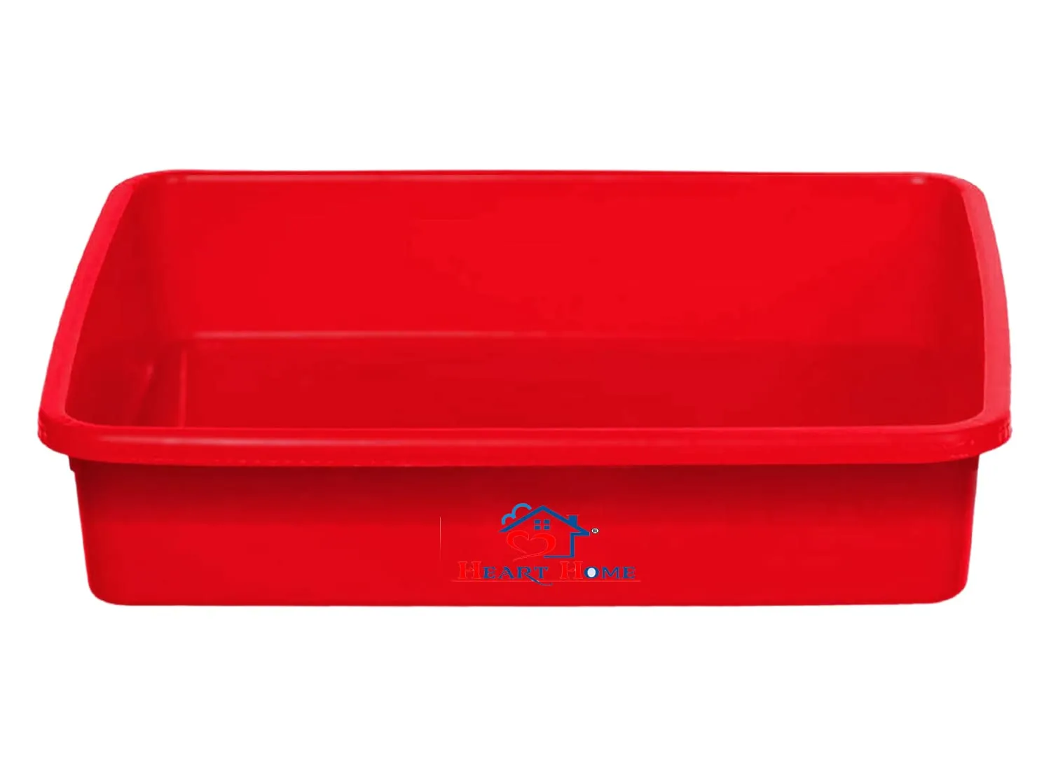 Heart Home Plastic Storage Large Tray Organizer, Stackable Tray for Projects, Painting, Beads, Organizing Supply Pack of 3 (Red)
