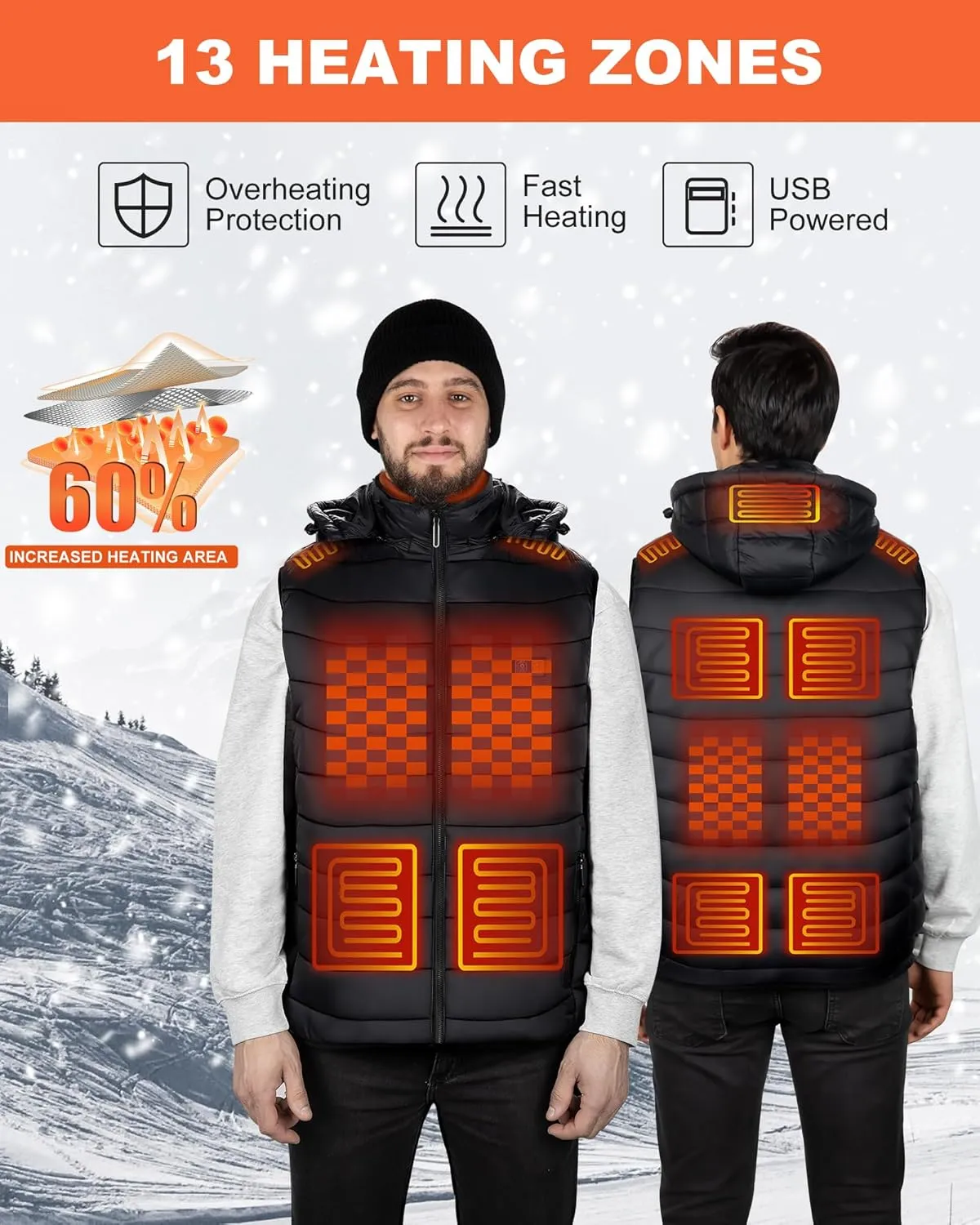 Heated Vest for Men with ATTERY Pack Included, Lightweight Warming Heated Vests Suitable for Winter Outdoor Hunting Skiing