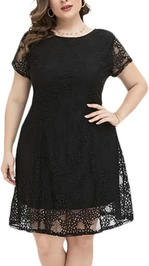 HNVAVQ Women Summer Dresses Plus Size Short Sleeve Cocktail Formal Dresses Oversized Casual Midi Dresses