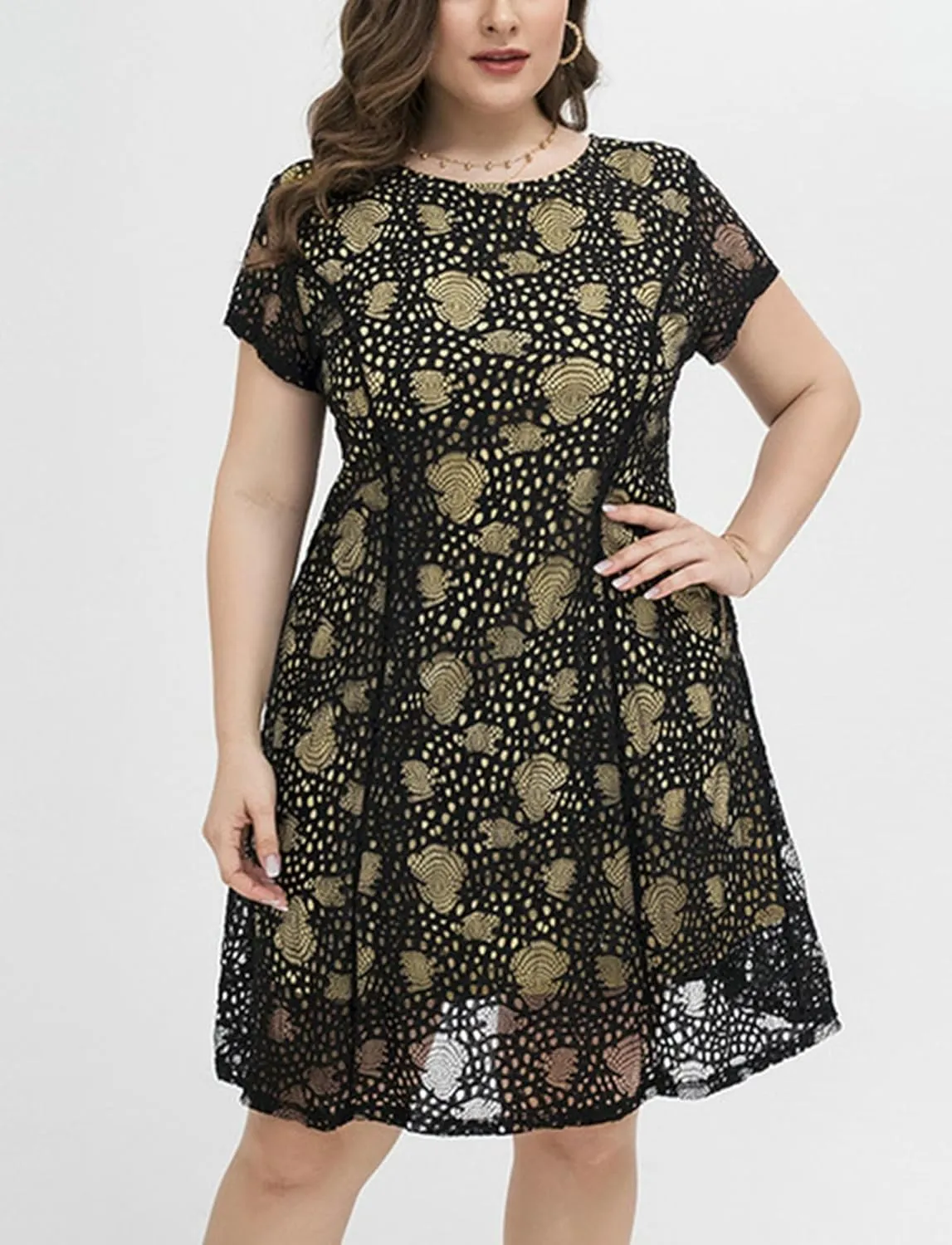 HNVAVQ Women Summer Dresses Plus Size Short Sleeve Cocktail Formal Dresses Oversized Casual Midi Dresses