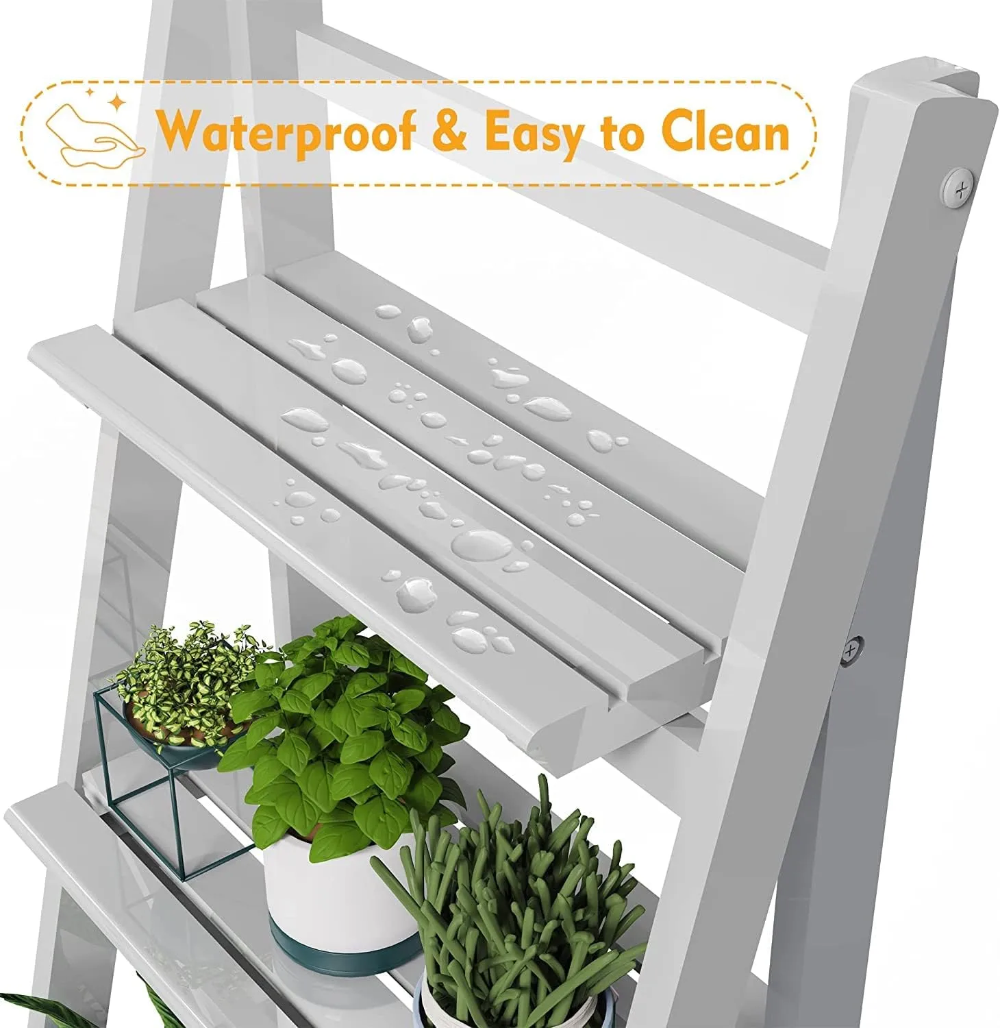 HOMIDEC Plant Stand, 4 Tier Wooden Ladder Shelf Foldable Display Plant Stands, Free Installation Plant Stands Indoor Shelves for Garden Balcony, Grey