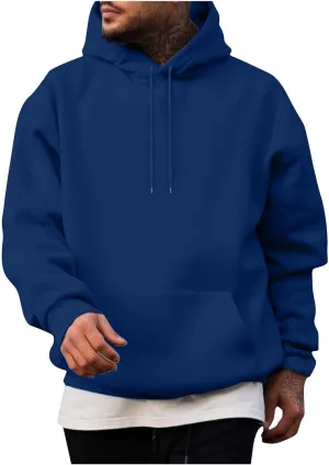 Hoodies for Men Fashion Casual Long Sleeve Drawstring Pullover Hoodie Oversized Comfy Hooded Sweatshirts with Pocket