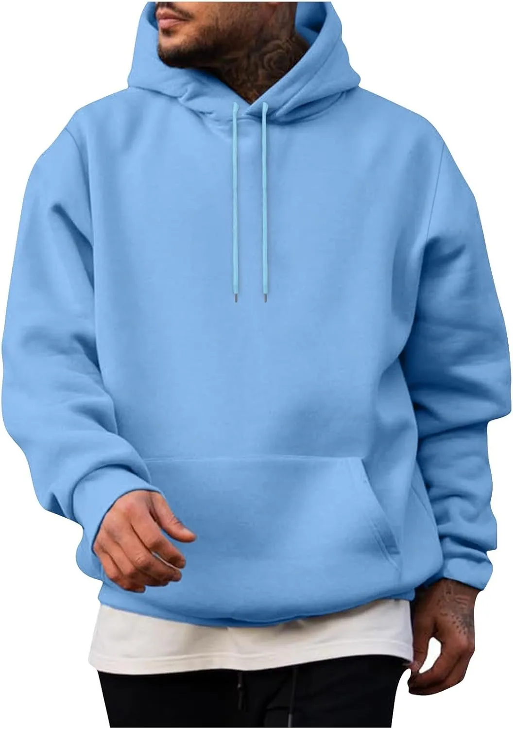 Hoodies for Men Fashion Casual Long Sleeve Drawstring Pullover Hoodie Oversized Comfy Hooded Sweatshirts with Pocket