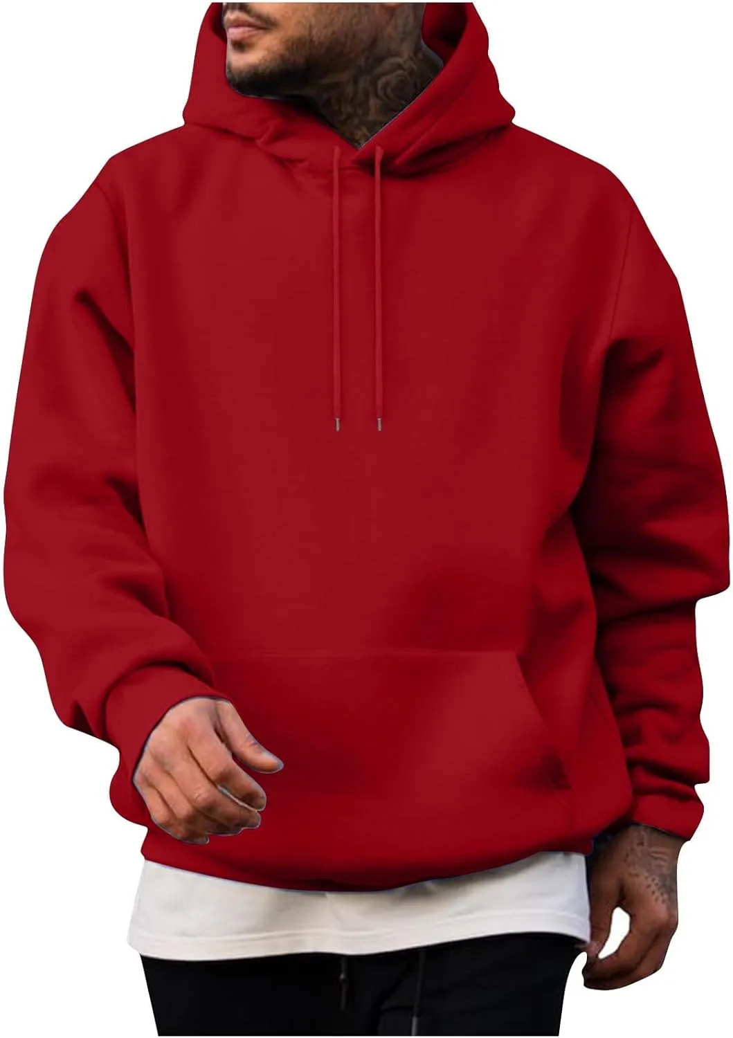Hoodies for Men Fashion Casual Long Sleeve Drawstring Pullover Hoodie Oversized Comfy Hooded Sweatshirts with Pocket