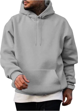 Hoodies for Men Fashion Casual Long Sleeve Drawstring Pullover Hoodie Oversized Comfy Hooded Sweatshirts with Pocket