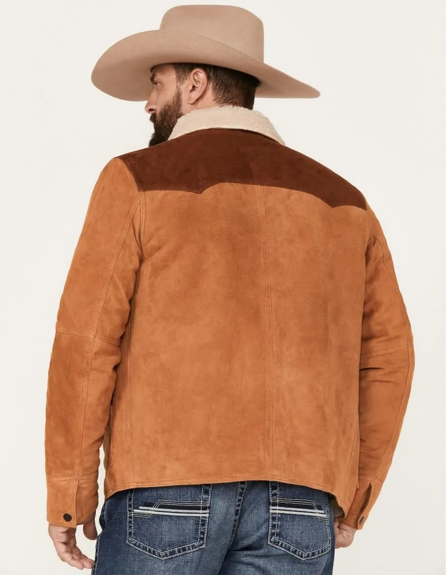 John Dutton Yellowstone Jacket For Mens Brown Suede Leather TruckerJacket