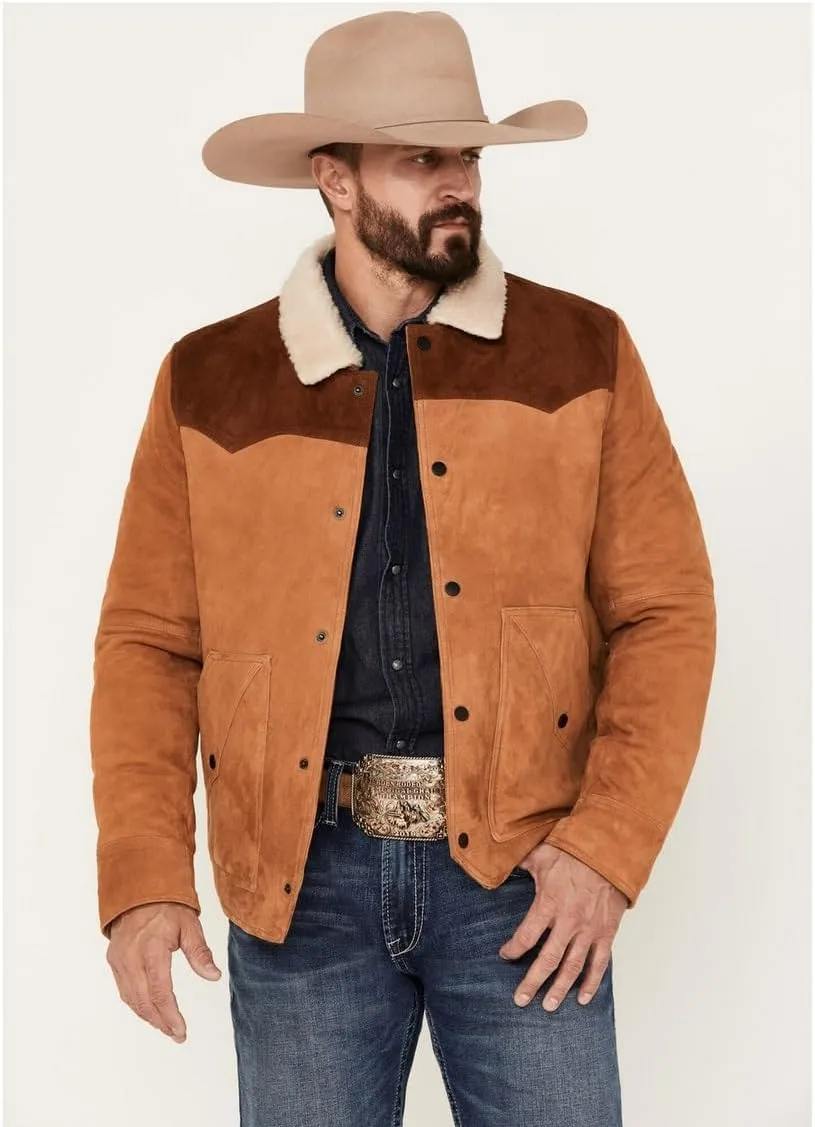 John Dutton Yellowstone Jacket For Mens Brown Suede Leather TruckerJacket
