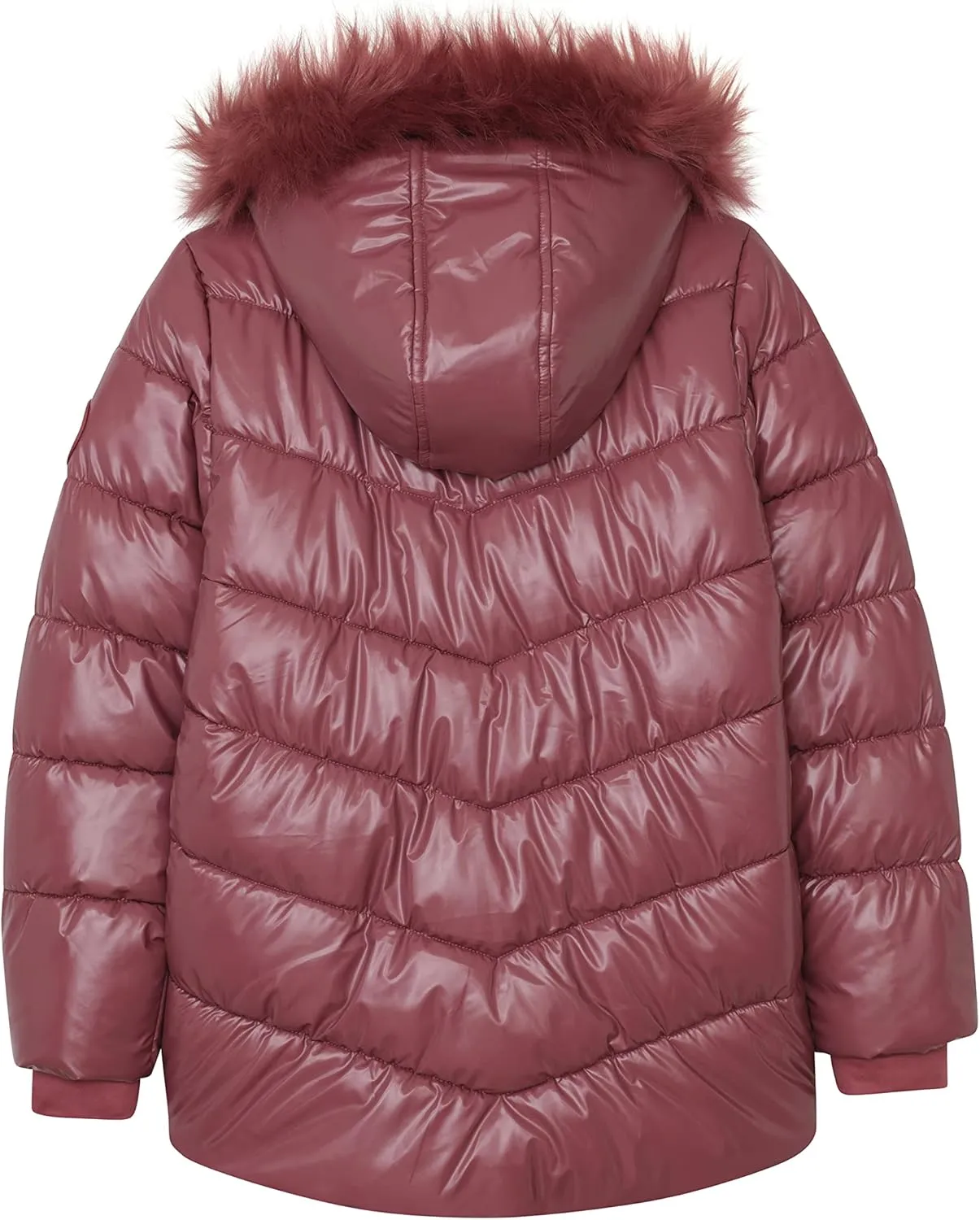 Juicy Couture Girls Coat, Faux Fur Hooded Winter Jacket, Warm Padded Parka Hoodie, Kids Heavyweight Winter Coat