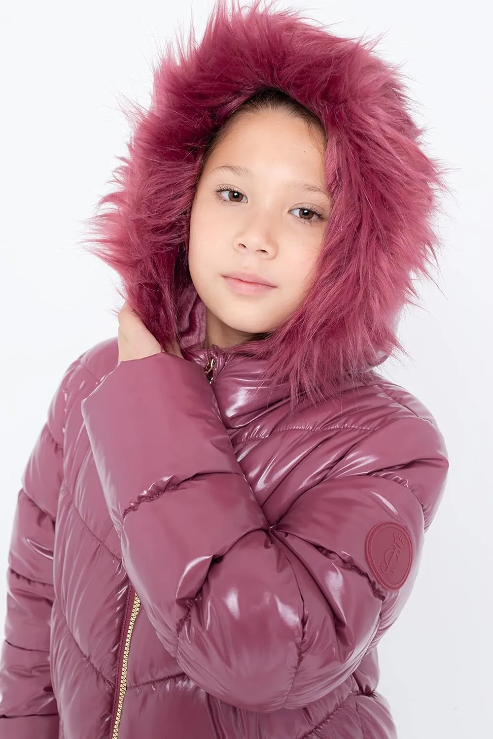 Juicy Couture Girls Coat, Faux Fur Hooded Winter Jacket, Warm Padded Parka Hoodie, Kids Heavyweight Winter Coat