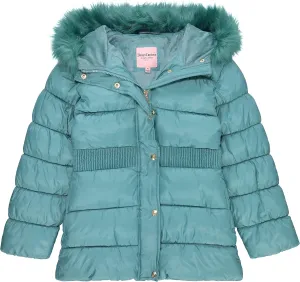 Juicy Couture Girls Coat, Faux Fur Hooded Winter Jacket, Warm Padded Parka Hoodie, Kids Heavyweight Winter Coat
