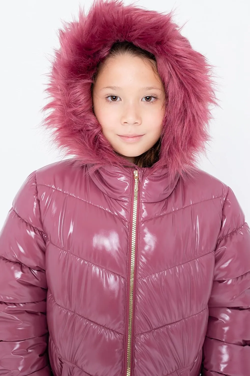 Juicy Couture Girls Coat, Faux Fur Hooded Winter Jacket, Warm Padded Parka Hoodie, Kids Heavyweight Winter Coat