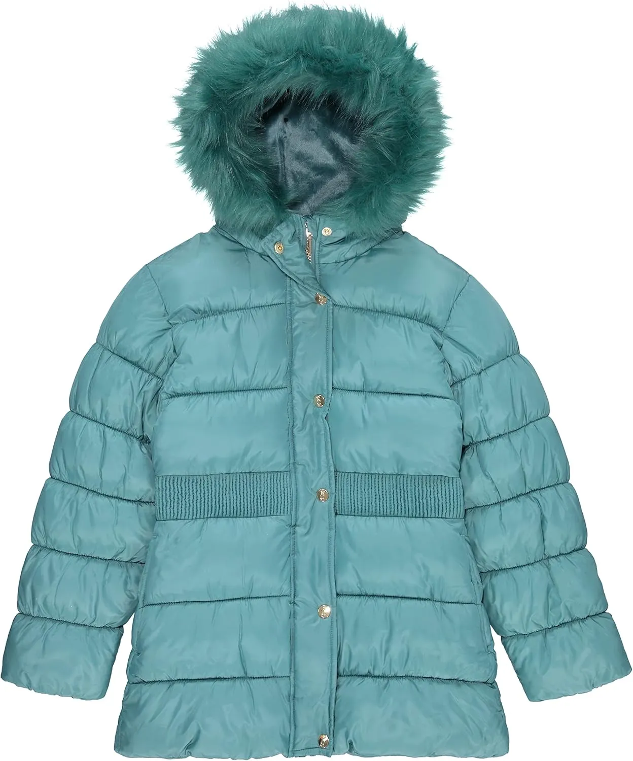 Juicy Couture Girls Coat, Faux Fur Hooded Winter Jacket, Warm Padded Parka Hoodie, Kids Heavyweight Winter Coat