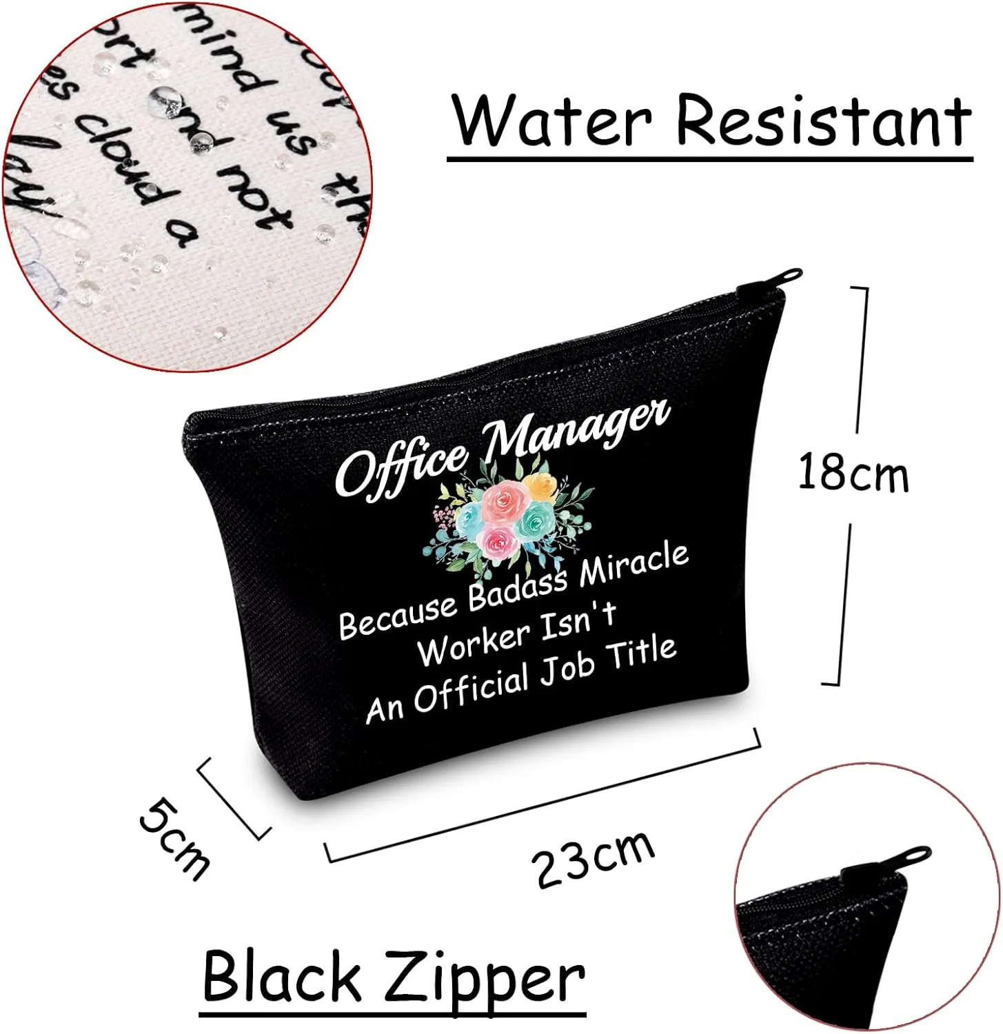 JXGZSO Lady Office Manager Cosmetic Bag Because Badass Miracle Worker Isn't An Official Job Title For Leader Supervisor Mentor (Office Manager Black)