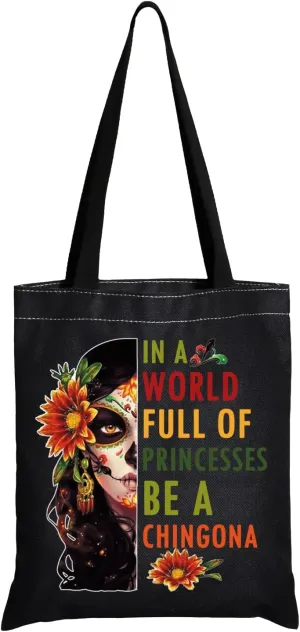 JXGZSO Mexican Lady Cosmetic Bag In A World Full Of Princesses Be A Mexican Makeup Bag Badass Women Gift (Mexican women shopping black)