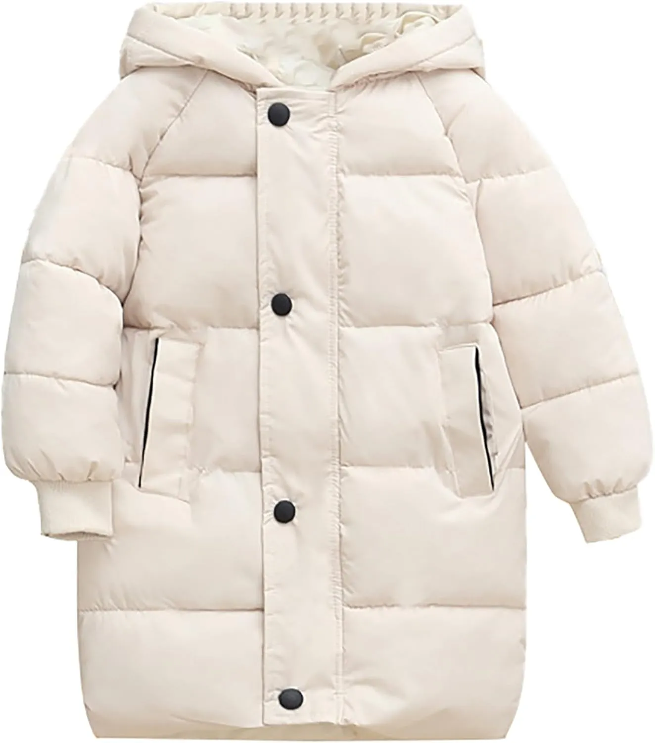 Kids Girls Down Jacket Solid Long Cotton Puffer Padded Coat Baby Thicken Hoodie Jacket Toddler Boys Winter Outwear