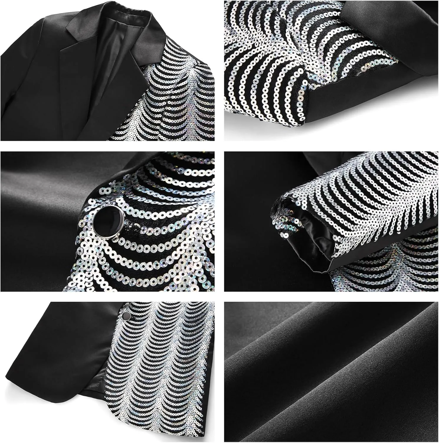 Lamgool Boys Slim Fit Suits 2 Pieces Tuxedo Set with Sequin Shiny Jacket Pant for Kids Prom Wedding Party Formal Outfit 4-16Y