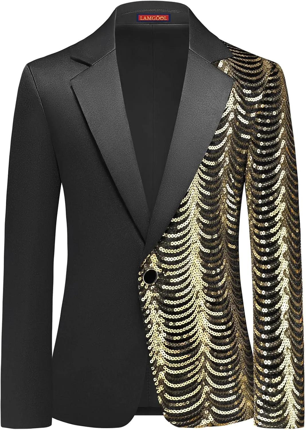 Lamgool Boys Slim Fit Suits 2 Pieces Tuxedo Set with Sequin Shiny Jacket Pant for Kids Prom Wedding Party Formal Outfit 4-16Y