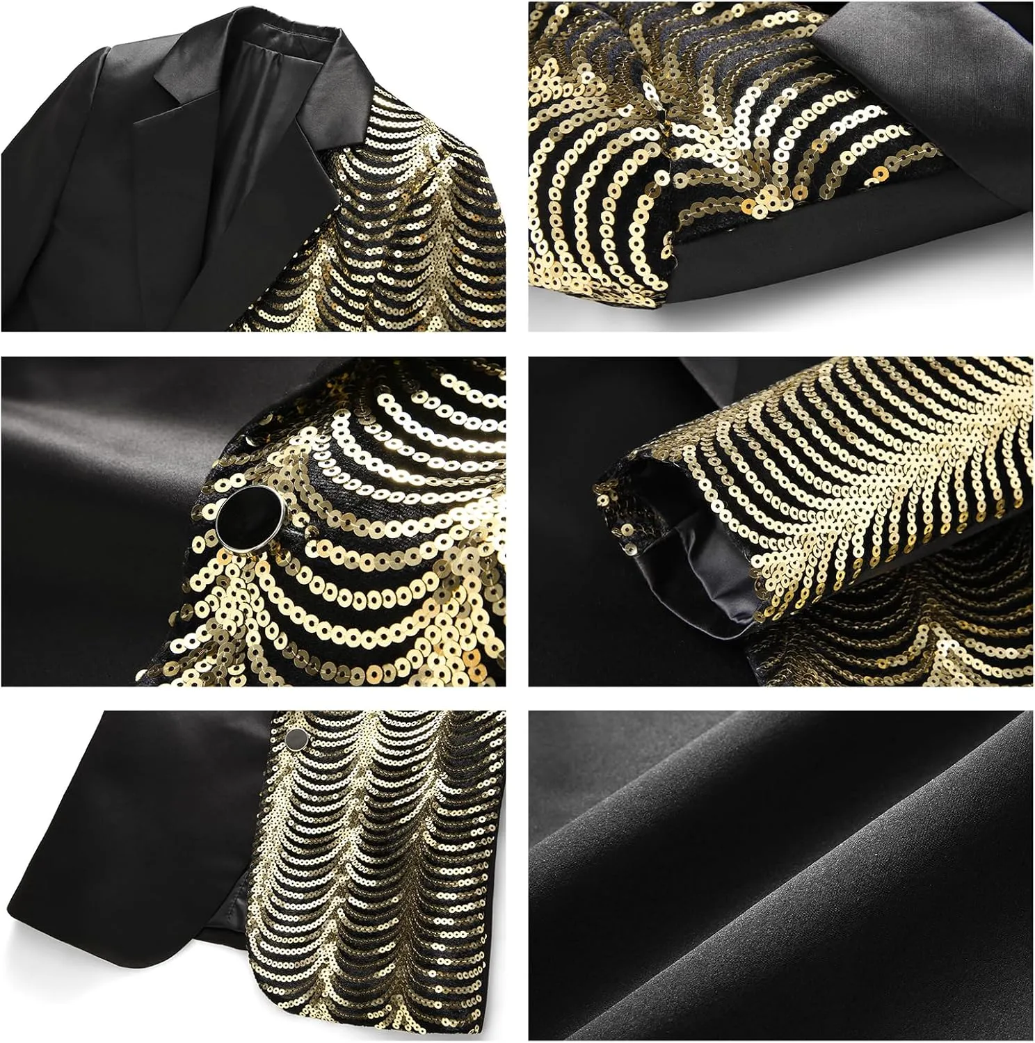 Lamgool Boys Slim Fit Suits 2 Pieces Tuxedo Set with Sequin Shiny Jacket Pant for Kids Prom Wedding Party Formal Outfit 4-16Y