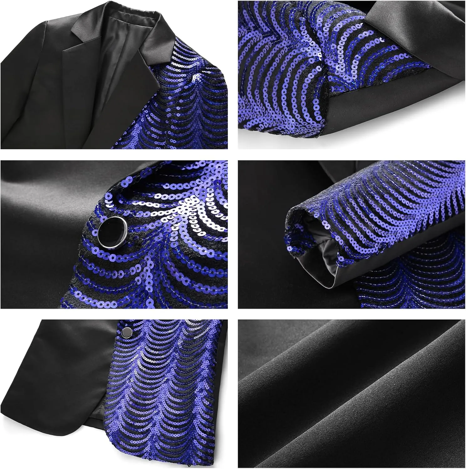 Lamgool Boys Slim Fit Suits 2 Pieces Tuxedo Set with Sequin Shiny Jacket Pant for Kids Prom Wedding Party Formal Outfit 4-16Y