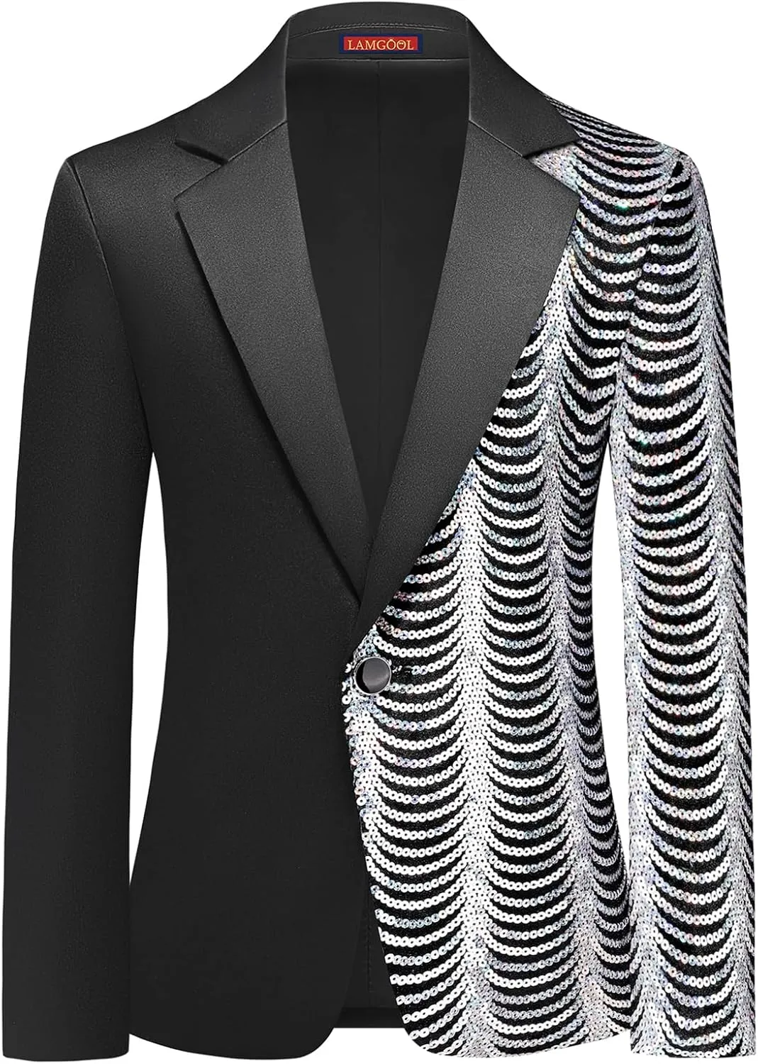 Lamgool Boys Slim Fit Suits 2 Pieces Tuxedo Set with Sequin Shiny Jacket Pant for Kids Prom Wedding Party Formal Outfit 4-16Y