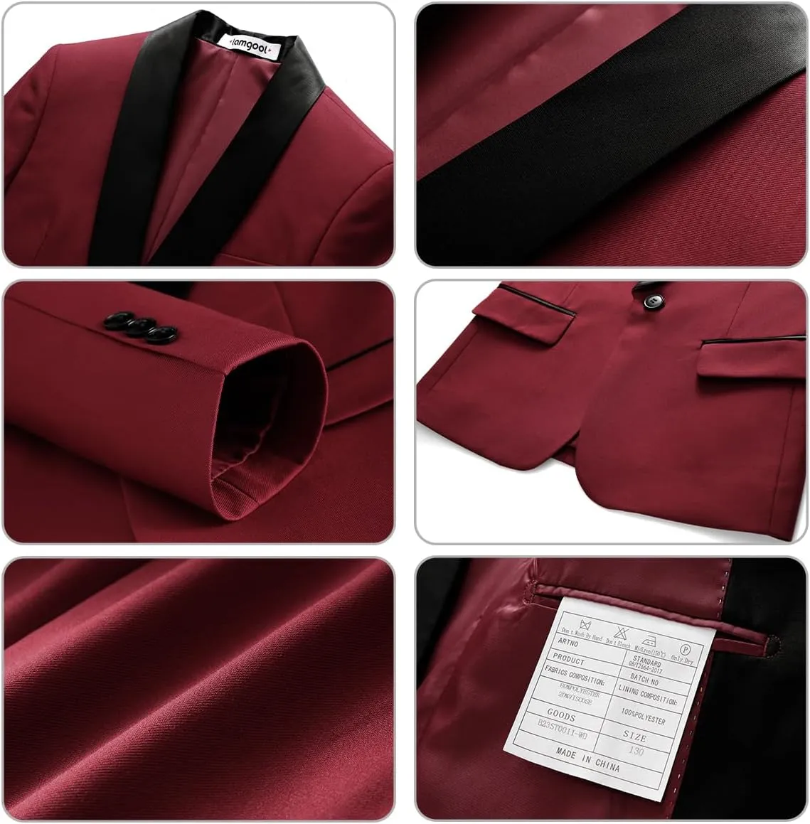 Lamgool Boys Suit Slim Fit 2-Piece Formal Set Tuxedo Blazer Jacket and Pants for Kids Prom Wedding Party Size 4-16 Years