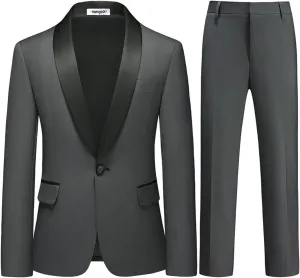 Lamgool Boys Suit Slim Fit 2-Piece Formal Set Tuxedo Blazer Jacket and Pants for Kids Prom Wedding Party Size 4-16 Years
