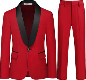 Lamgool Boys Suit Slim Fit 2-Piece Formal Set Tuxedo Blazer Jacket and Pants for Kids Prom Wedding Party Size 4-16 Years