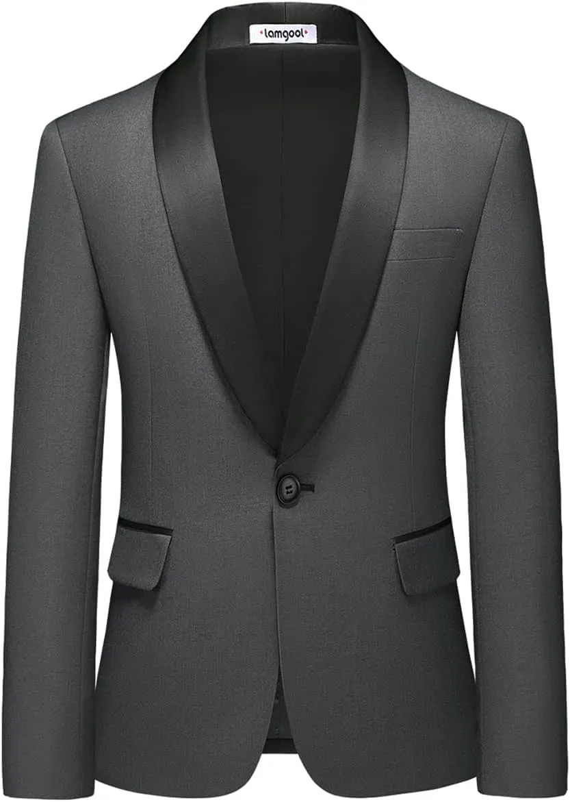Lamgool Boys Suit Slim Fit 2-Piece Formal Set Tuxedo Blazer Jacket and Pants for Kids Prom Wedding Party Size 4-16 Years