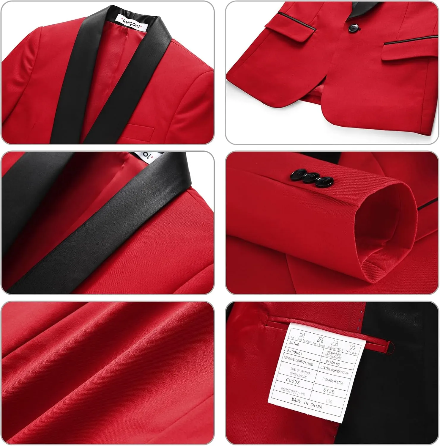 Lamgool Boys Suit Slim Fit 2-Piece Formal Set Tuxedo Blazer Jacket and Pants for Kids Prom Wedding Party Size 4-16 Years