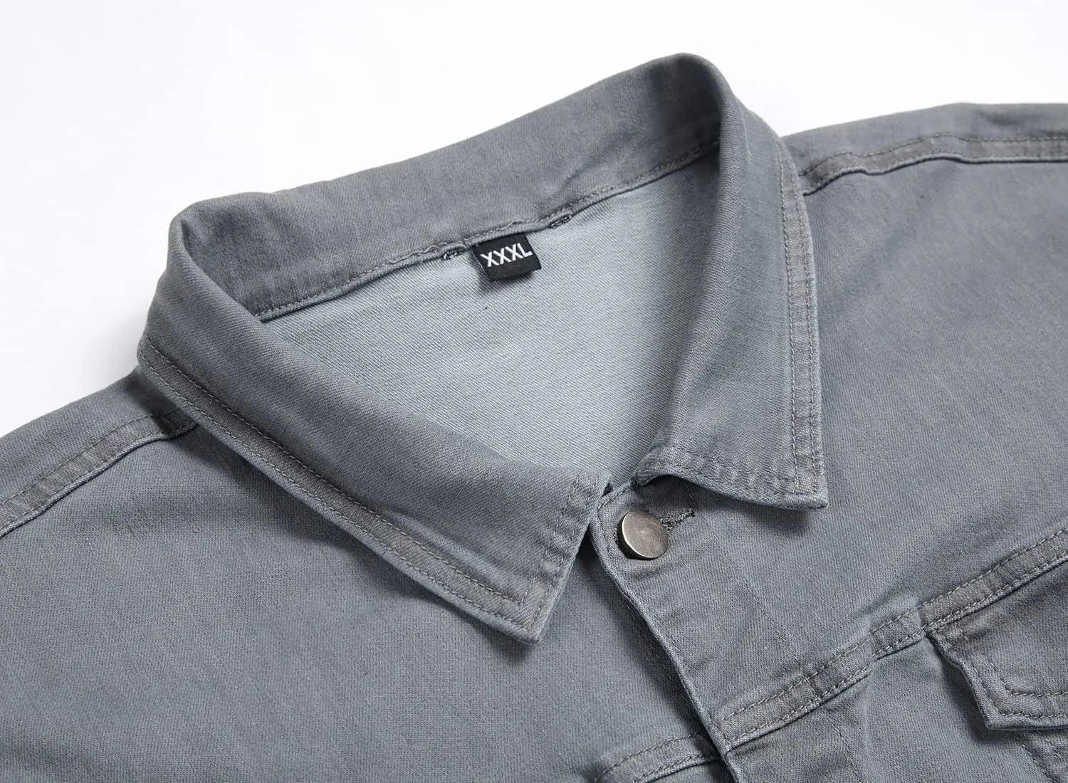 LAMKUKU Mens Denim Jacket Ripped Slim Jean Jacket Coat for Men