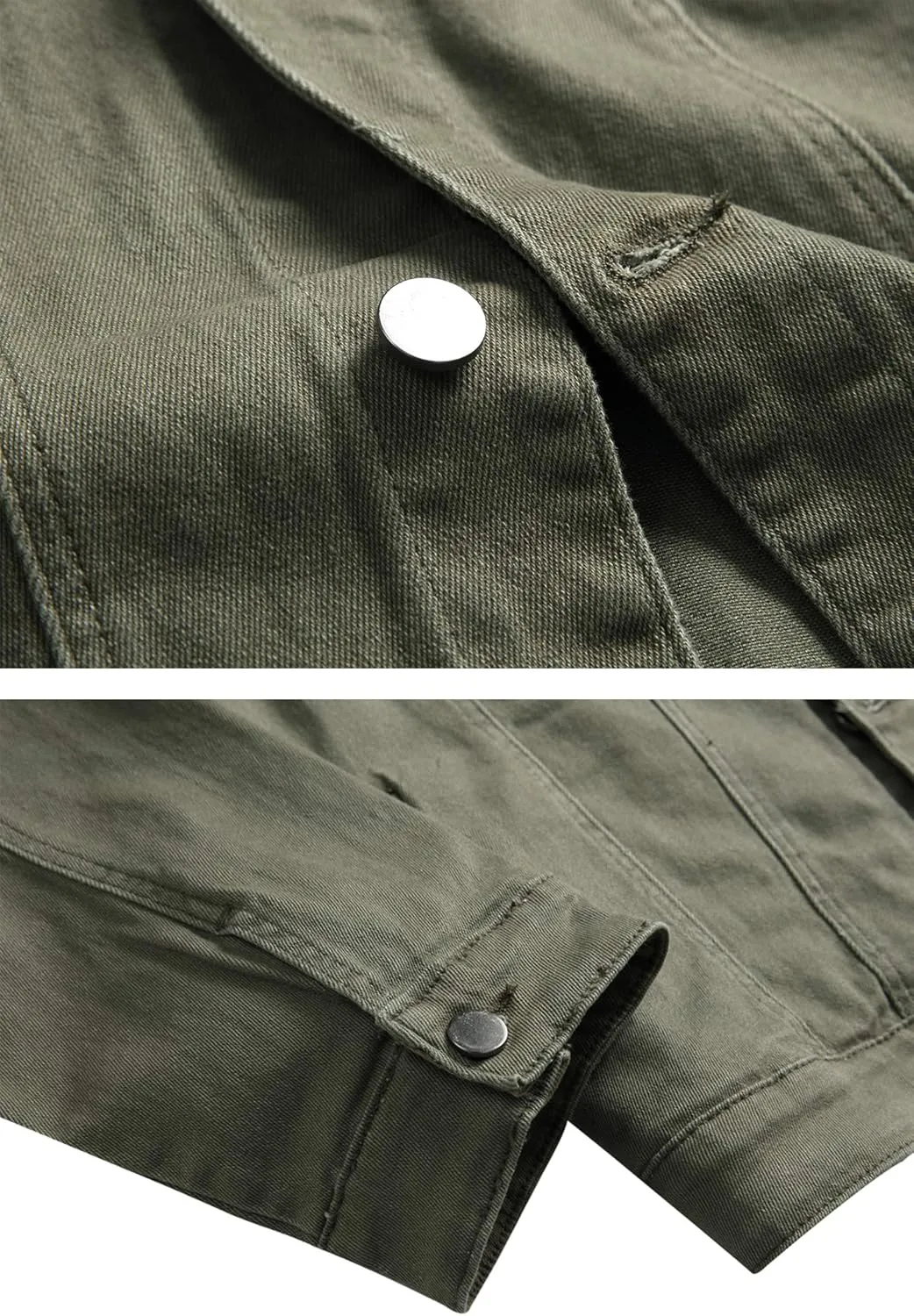 LAMKUKU Mens Denim Jacket Ripped Slim Jean Jacket Coat for Men