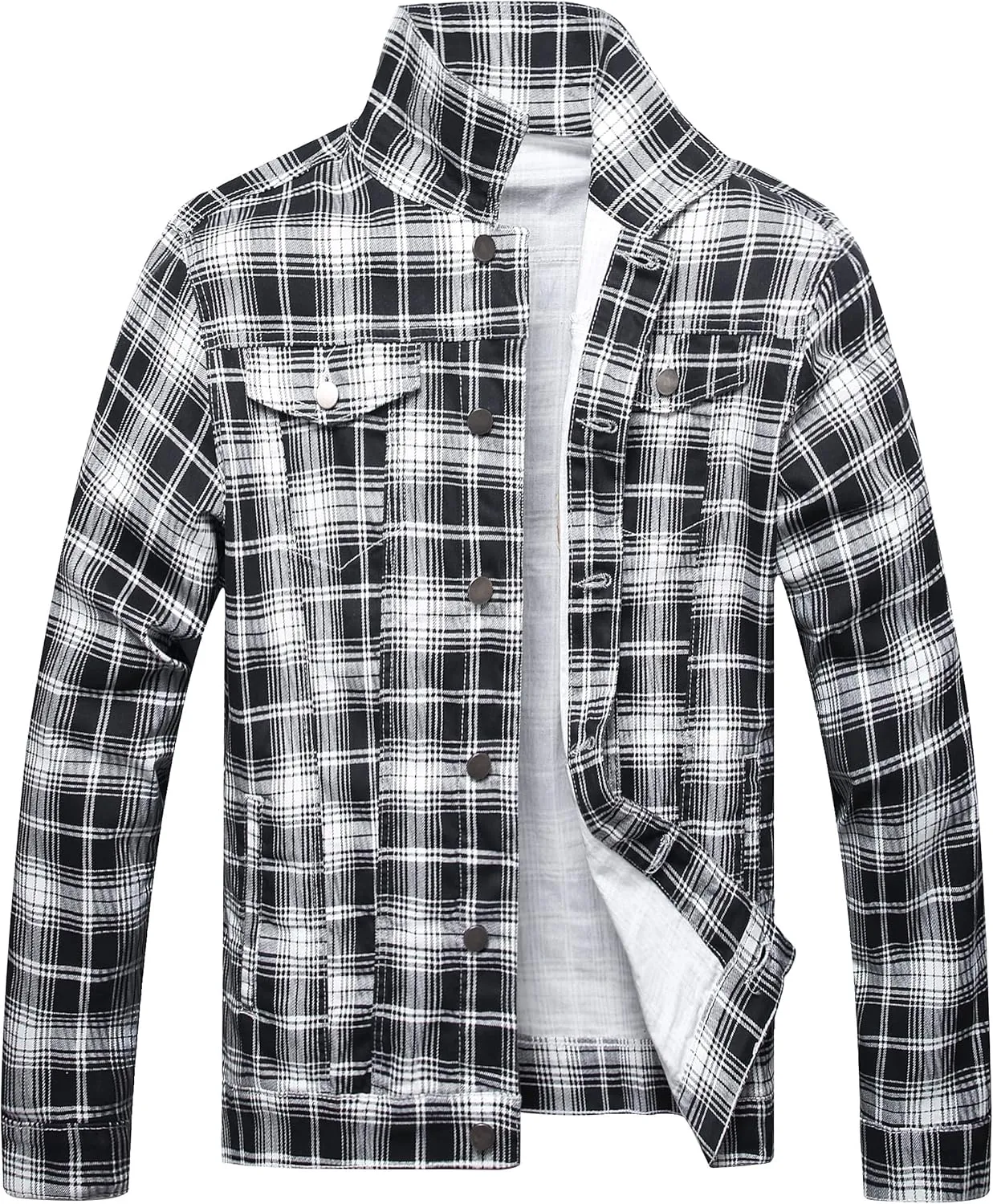 LAMKUKU Mens Denim Jacket Ripped Slim Jean Jacket Coat for Men