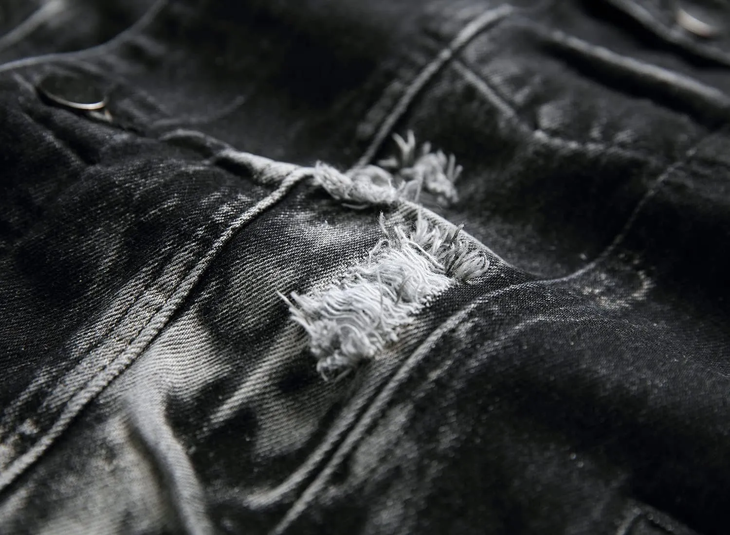 LAMKUKU Mens Denim Jacket Ripped Slim Jean Jacket Coat for Men