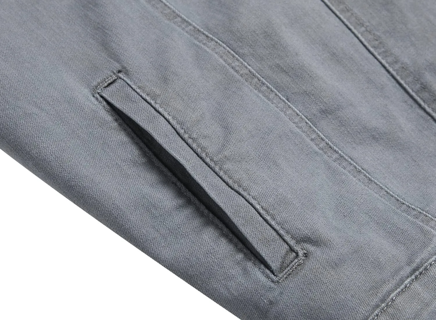 LAMKUKU Mens Denim Jacket Ripped Slim Jean Jacket Coat for Men