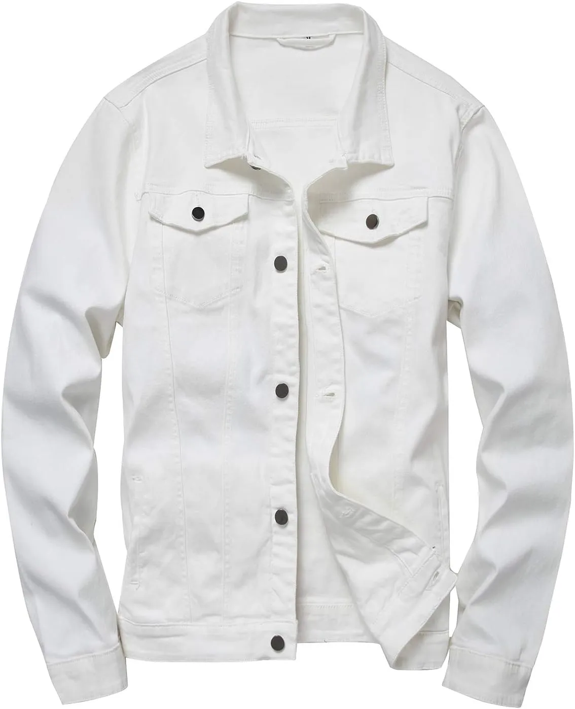 LAMKUKU Mens Denim Jacket Ripped Slim Jean Jacket Coat for Men