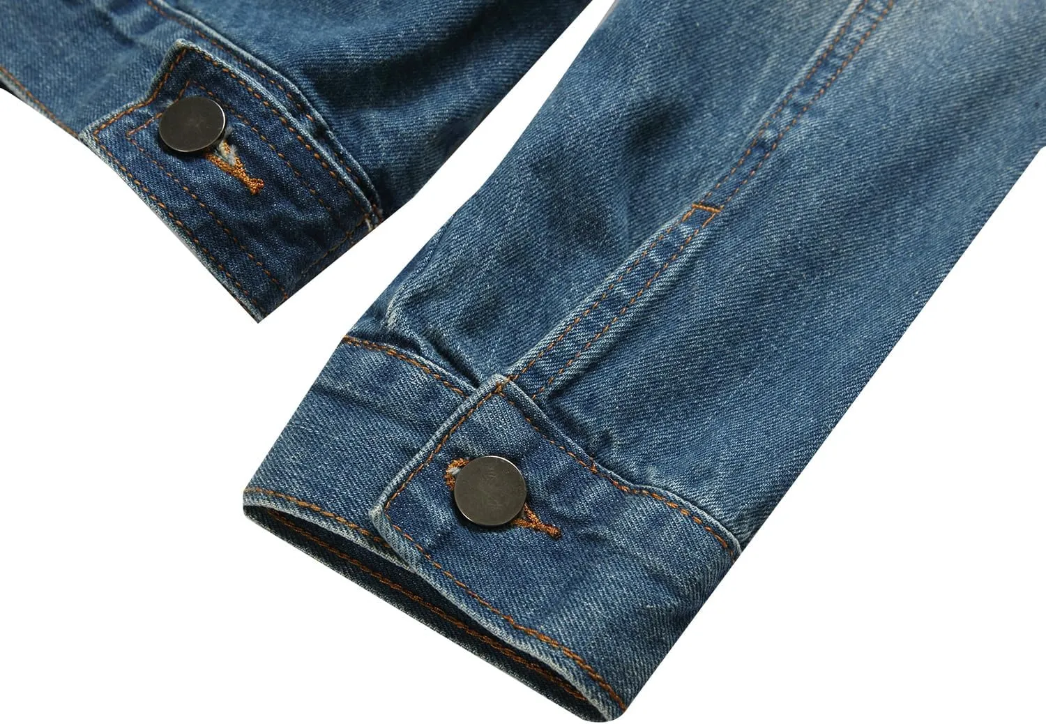 LAMKUKU Mens Denim Jacket Ripped Slim Jean Jacket Coat for Men