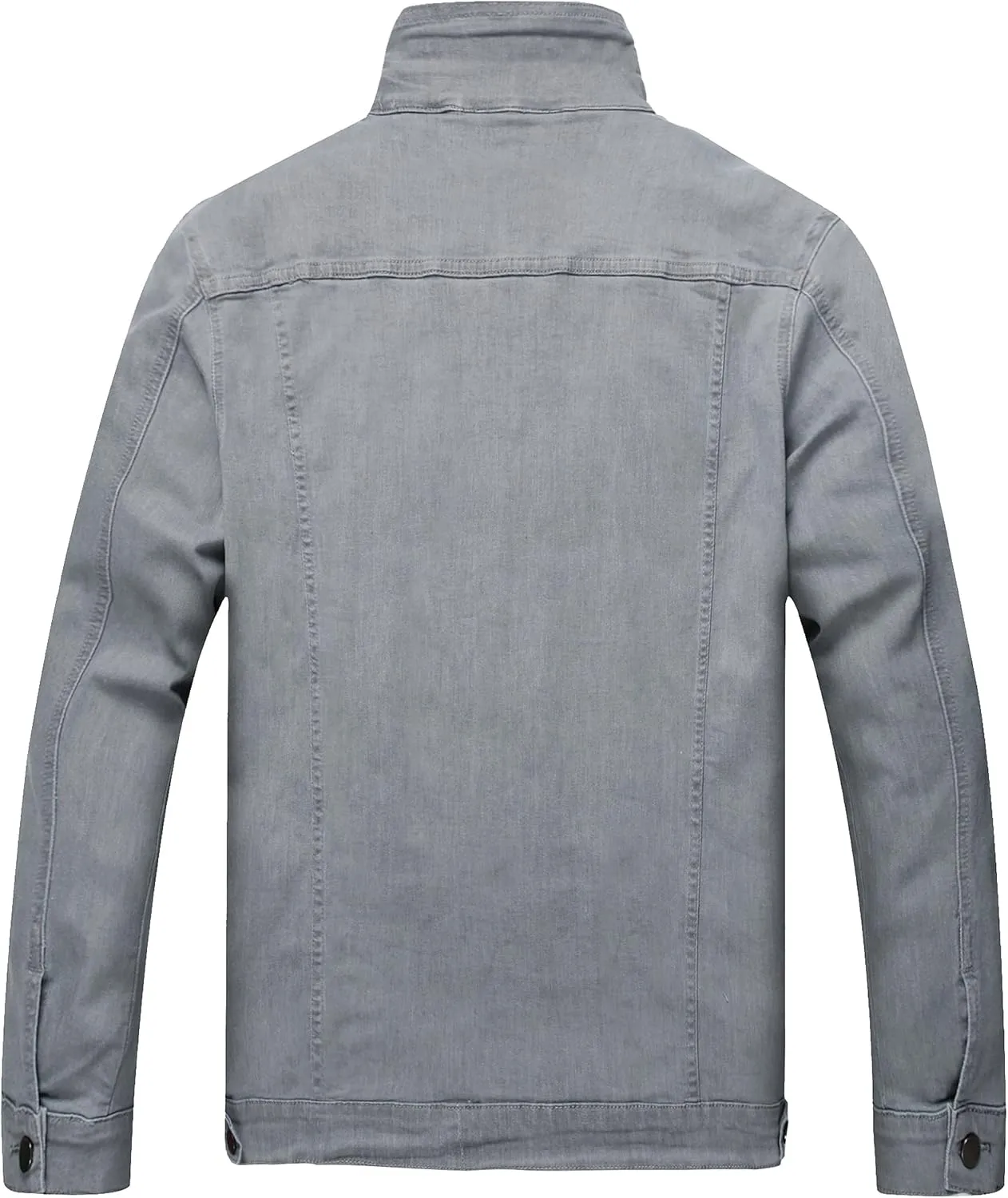 LAMKUKU Mens Denim Jacket Ripped Slim Jean Jacket Coat for Men