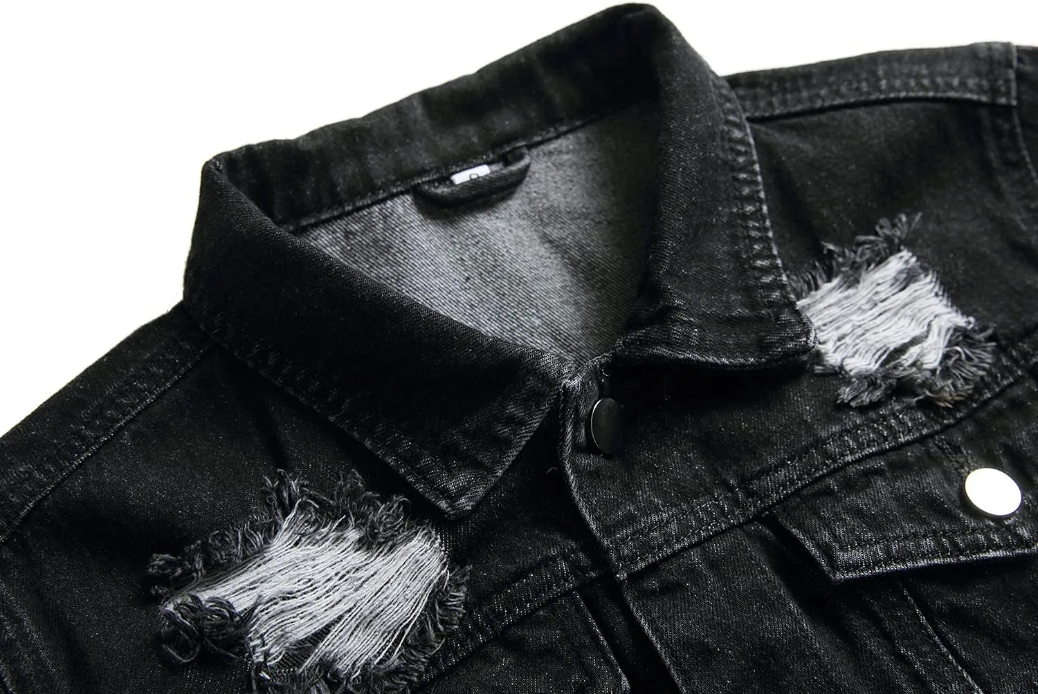 LAMKUKU Mens Denim Jacket Ripped Slim Jean Jacket Coat for Men