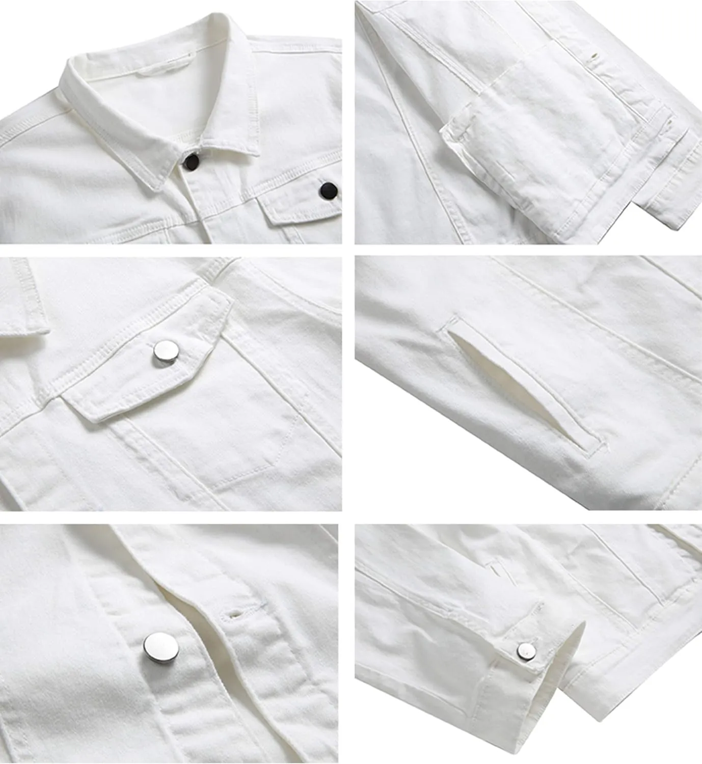 LAMKUKU Mens Denim Jacket Ripped Slim Jean Jacket Coat for Men
