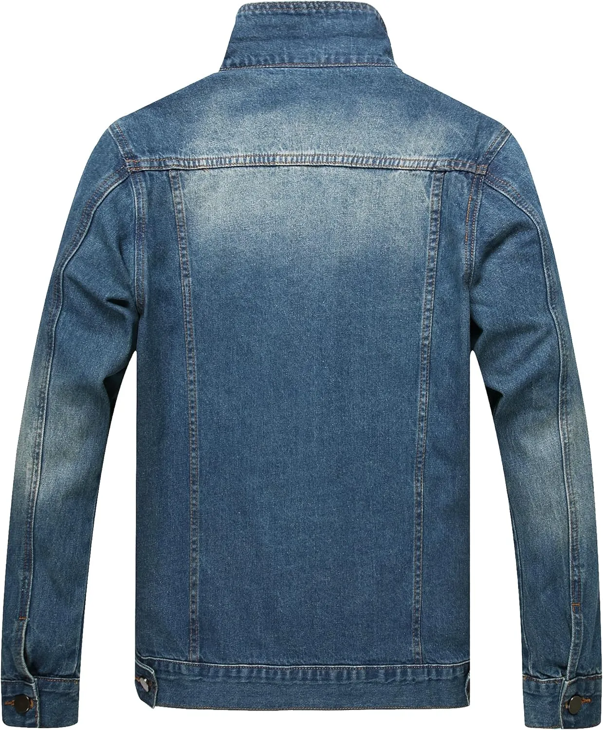 LAMKUKU Mens Denim Jacket Ripped Slim Jean Jacket Coat for Men