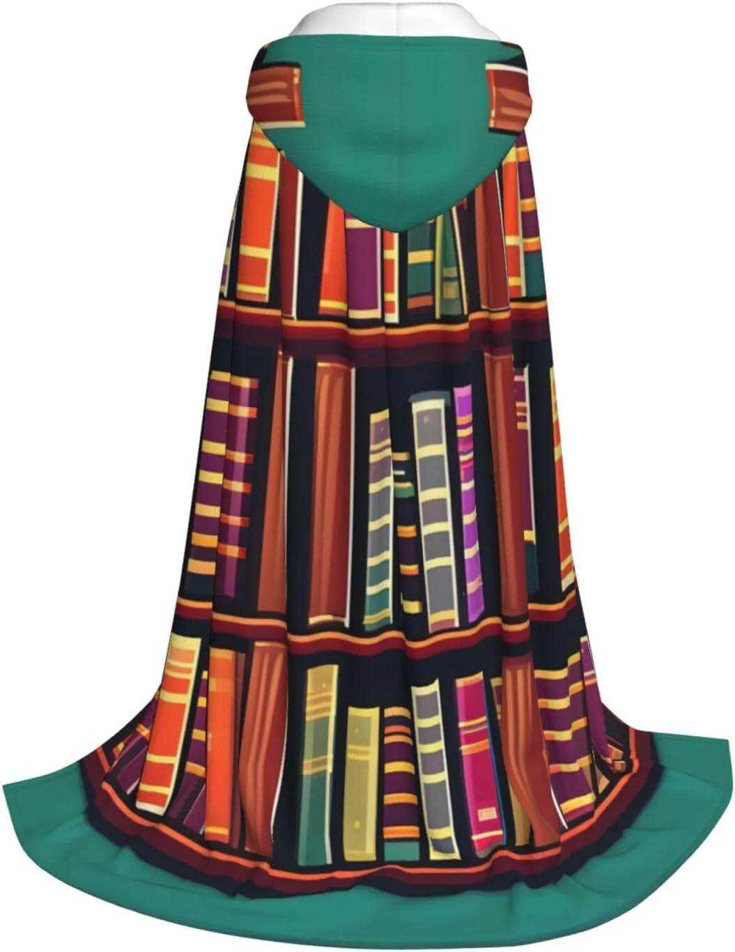 Library Bookshelf print Hooded Cloak Long Hooded Cloak Halloween Cloak Costumes Hooded Cape Masquerade Dress Up