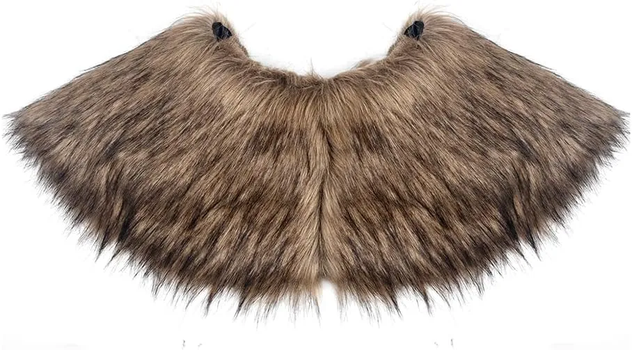 L'VOW Men Viking Fur Shawl Medieval Faux Fur Mantle Shoulder Wrap Collar Warrior Renaissance LARP Cosplay Costume