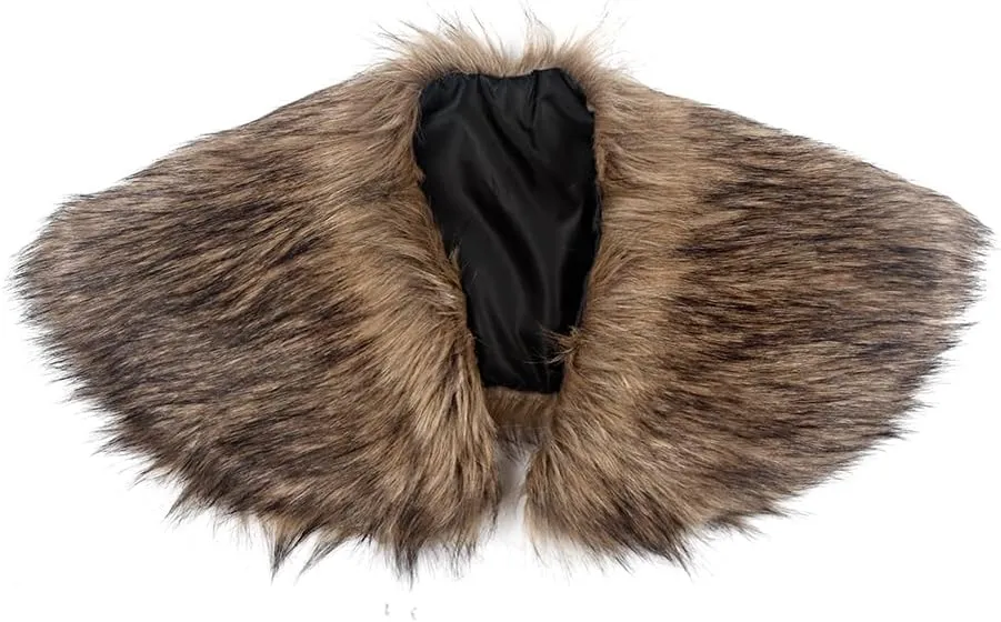 L'VOW Men Viking Fur Shawl Medieval Faux Fur Mantle Shoulder Wrap Collar Warrior Renaissance LARP Cosplay Costume