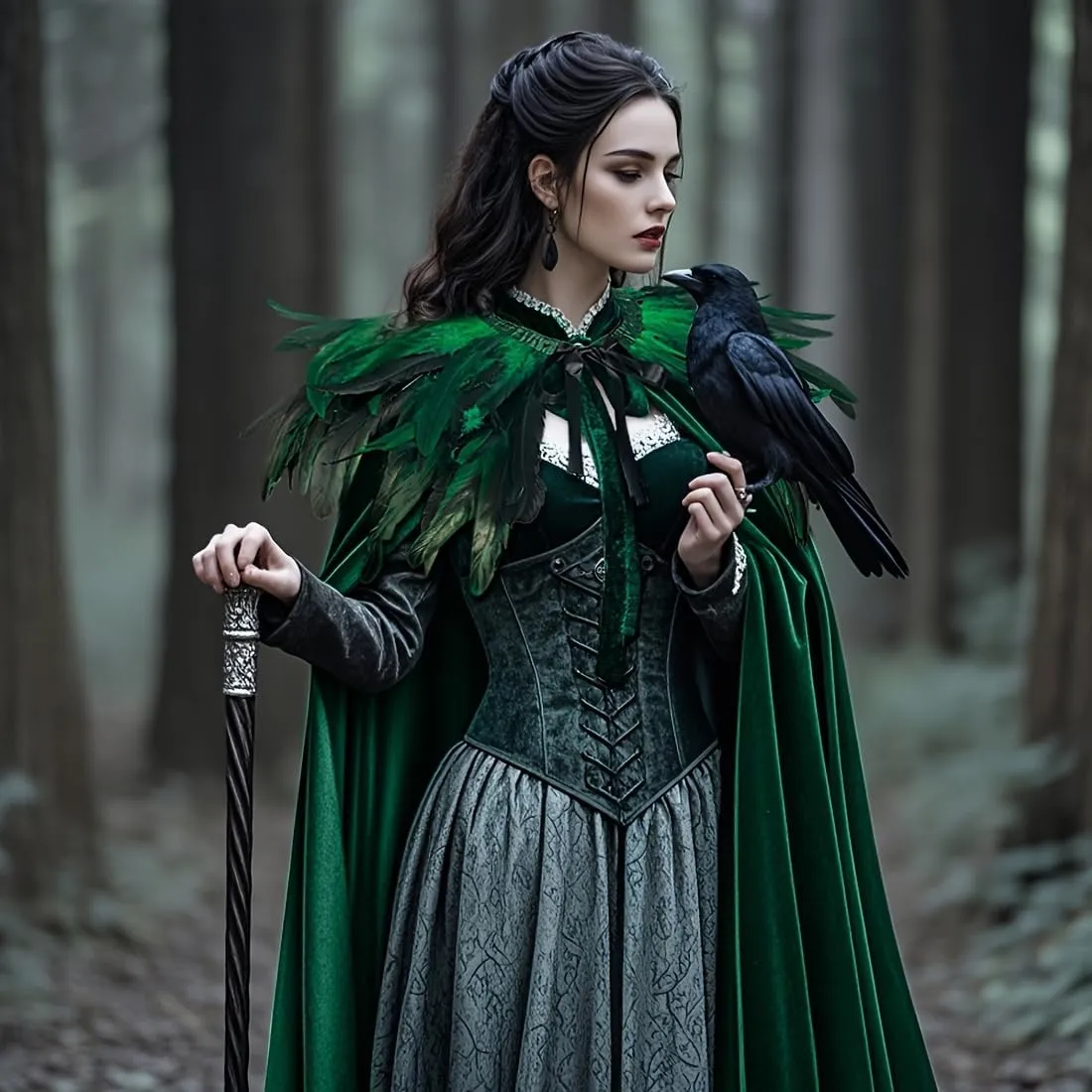 L'VOW Women Feather Collar Velvet Cloak Vampire Cape Witch Queen Cosplay Halloween Costume